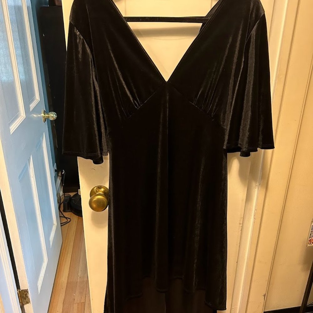 Black Velvet V-Neck Dress